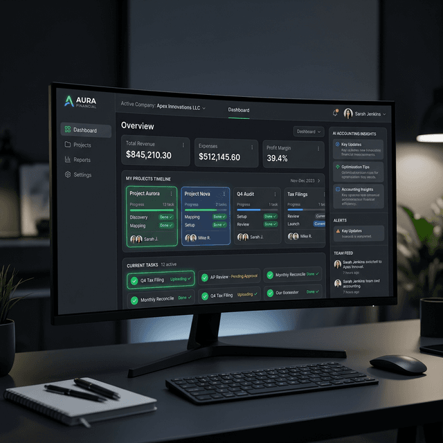 Sleek modern AI-powered accounting dashboard
