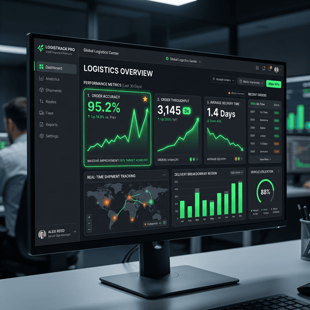 Logistics dashboard showing 95% accuracy
