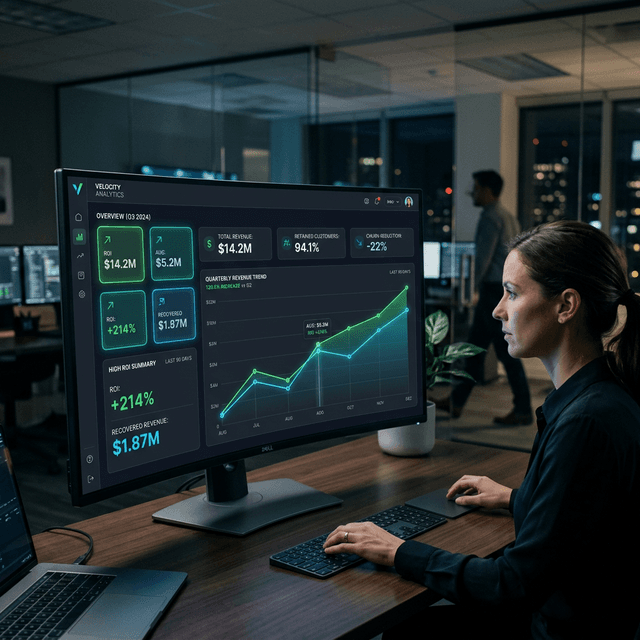 Modern SaaS dashboard showing ROI