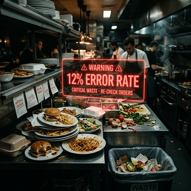 Food waste and order error holographic warning